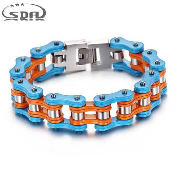

link, chain sda biker bracelet fashion motorcycle jewelry wholesale blue orange link bracelets, Black