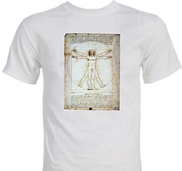 

2020 summer men's t shirt fashion summer short sleeve cotton vetruvian man leonardo davinci renaissance art men tees