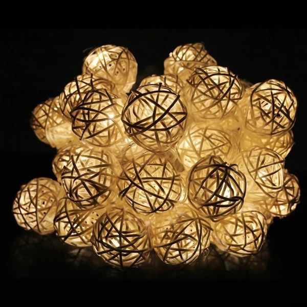 

led wholesale supplier battery operate mini rattan balls outdoor string light