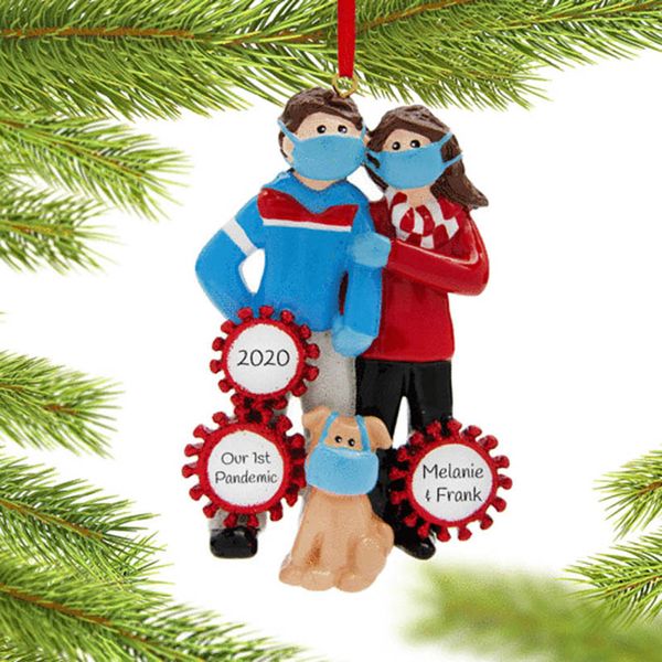 

DHL Free Shipping 2020 Hot Sale Quarantine Christmas Decoration Gift Stay at Home Personalized Family Of 4 Ornament Pandemic FY4280