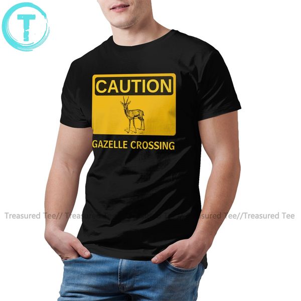 

gazelle t shirt caution gazelle crossing t-shirt cute male tee shirt cotton short sleeve fashion print tshirt