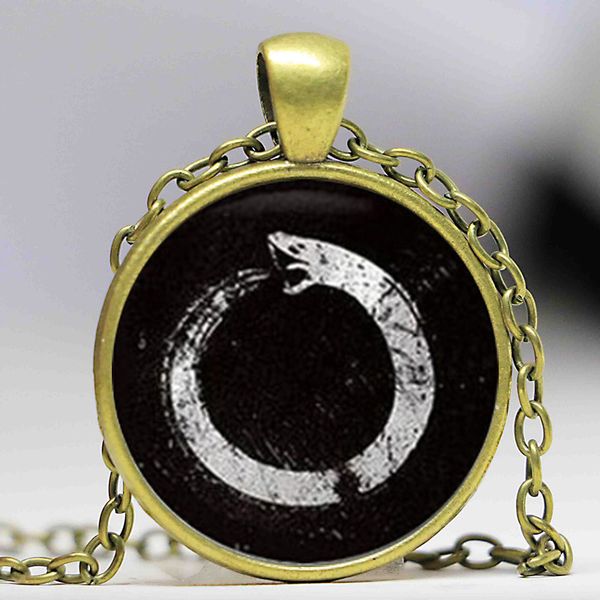 

pendant necklaces ouroboros necklace jewelry glass dome, Silver