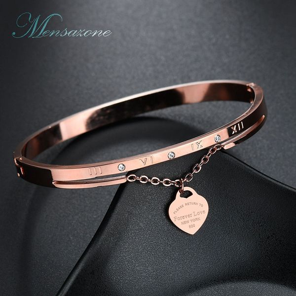 

mensazone heart pendant bracelet & bangles stainless steel forever love women bangle wedding gift, Black