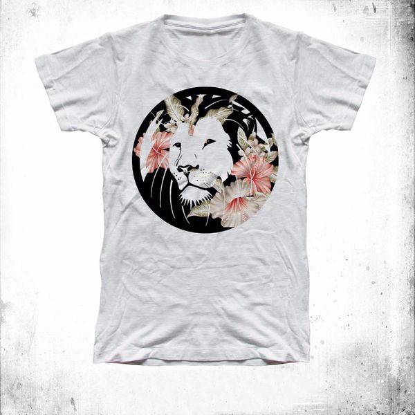 

new brand clothing o neck short sleeves boy cotton men funny cool t-shirt men lion flower vintage print t shirt design