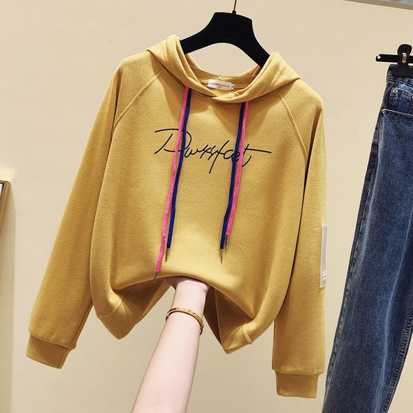 

women's long-sleeved sweater 2020 autumn newstyle thin loose hooded slimming and age-reducing sweaterhoodie sweaterall-match women', Black