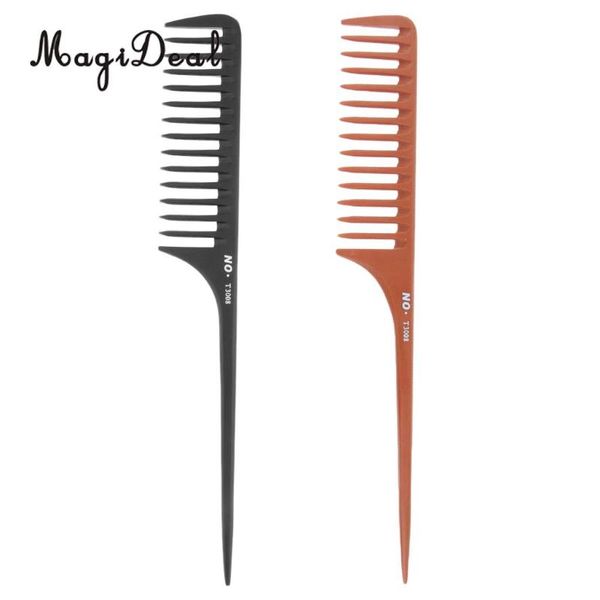 Escovas de cabelo Profissional 2pcs 10,6 polegadas Cauda pente Anti-estática largo dente corte Detangling Seccional de salão de beleza ferramenta de cabeleireiro