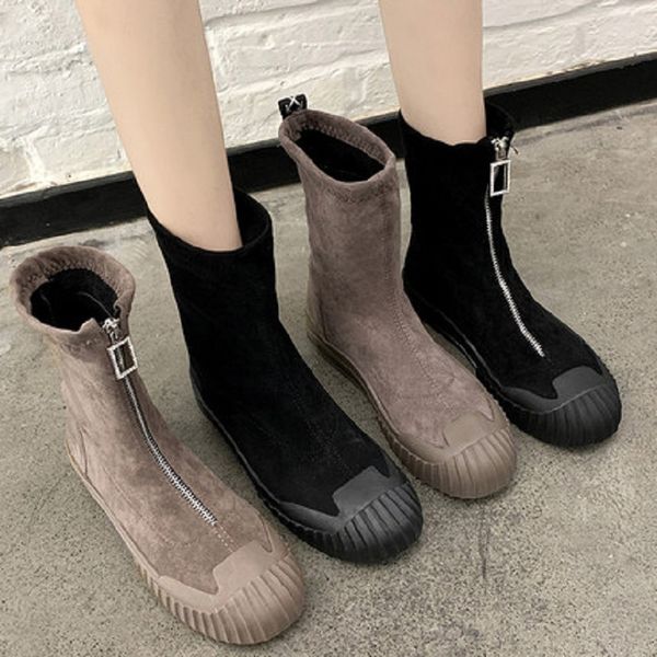 

women's fashion stretch boots 2020 new wild temperament slim boots spring and autumn thick bottom comfortable single, Black