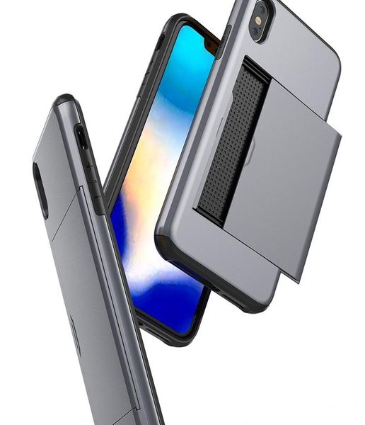 

wallet card pocket armor case for samsung galaxy note 9 s9 plus id card slot hard pc tpu card box slot shockproof hybrid cover