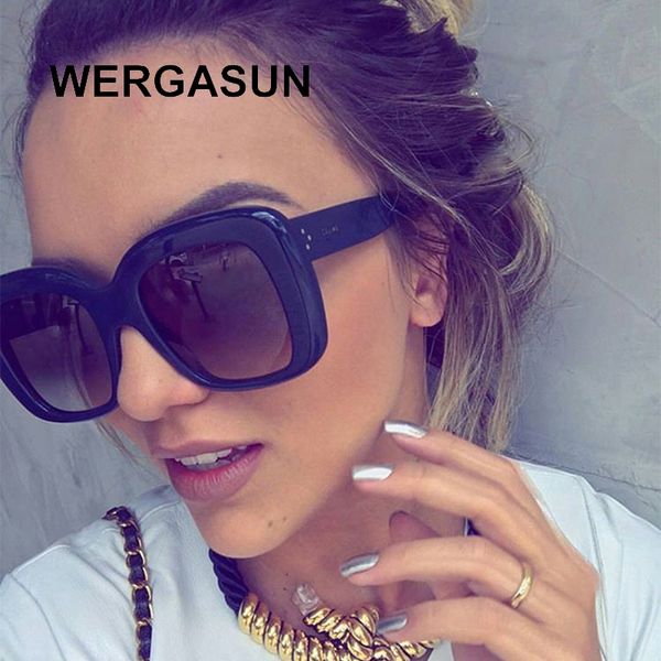 

wergasun vintage oversized square sunglasses women brand designer luxury retro black frame sun glasses female uv400 shades, White;black