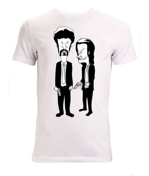

beavis and butthead pulp fiction mashup art men stylish t shirt whitecartoon t shirt men new fashion tshirt