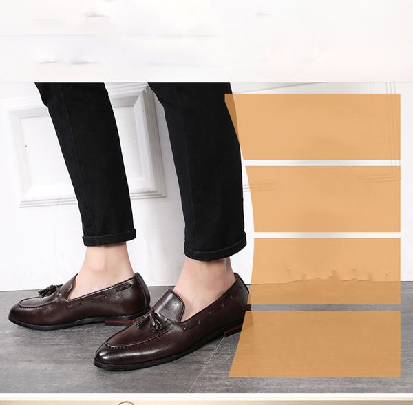 

handmade fashion tassel loafers black bottom leather gentleman fashion stress men business driving shoes