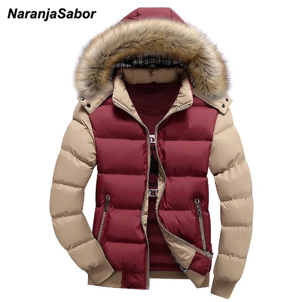 

men's down & parkas naranjasabor 2021 winter thick coats hooded parka warm mens jackets breathable male overcoat brand clothing 4xl, Black