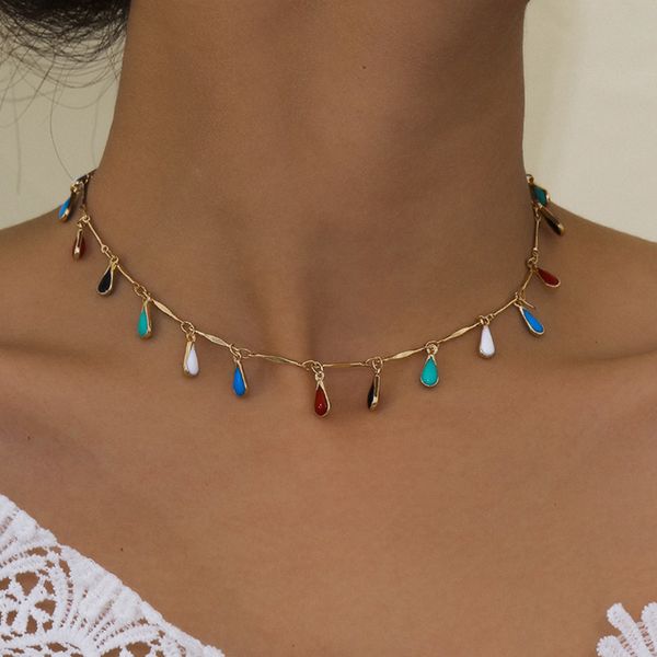 

сладкая мода водяная капля ключицы цепи ожерелье для женщин кисточкой кулон choker ожерелье ювелирные изделия подарки, Golden;silver