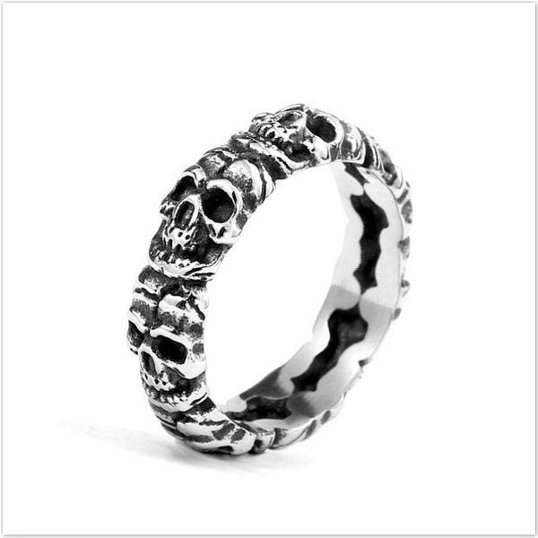 

men punk skull ring stainless steel round simple jewelry as gift, Golden;silver