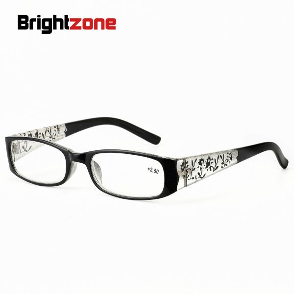 

brightzone classic transparent optical frame carving flower diamonds woman presbyopic reading glasses comfortable hyperopia, White;black