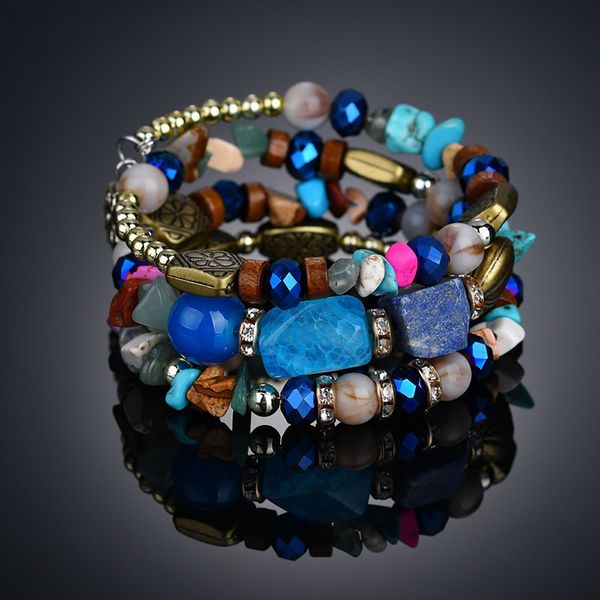 

2020 bohemian multi layered bracelets&bangles for women tiger eye handmade bracelets charm friendship crystal bracelet bt200265, Golden;silver