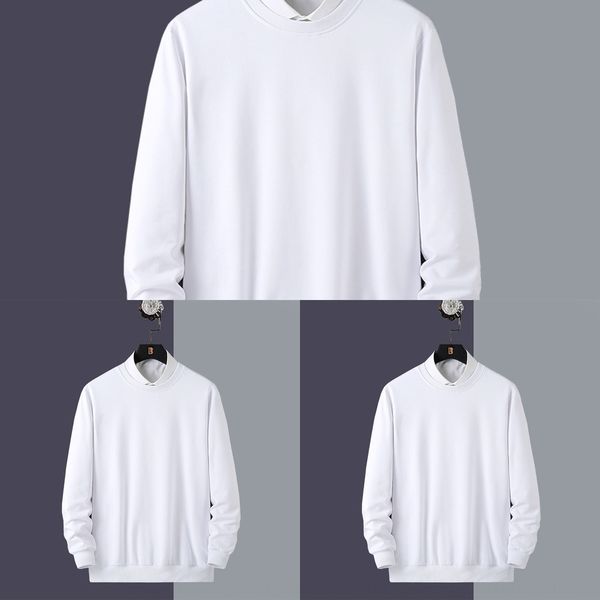

autumn and winter casual pullover pullovert-shirt pullovercotton round neck pullover long sleeve t-shirt solid color blank sweater men, Black