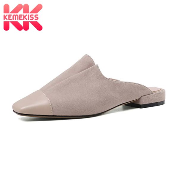 

kemekiss women genuine leather soft summer sandals square toe comfortable spring office dating shoes women footwear size 34-39, Black