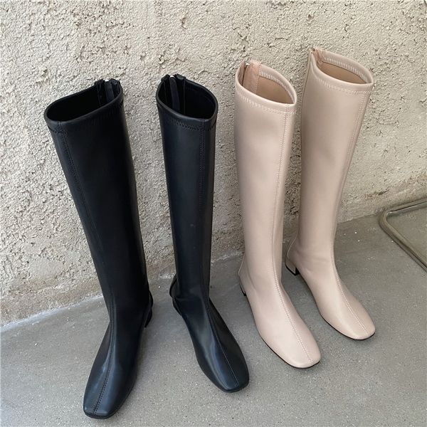 

women's rubber boots leather booties boots-women zipper shoes luxury designer thigh high heels high rain med 2020, Black