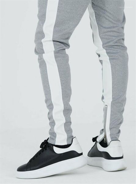 

slim natural color pencil pants mens clothing mens active pants fashion side stripe panelled pants casual, Black