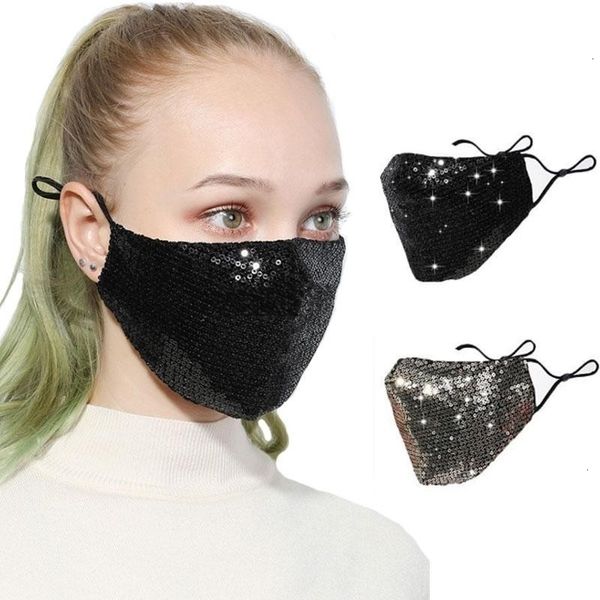 

мода bling блестки face пыле защитные маски моющиеся многоразовые упругие ушной mouth велоспорт маска черного золота ems shippinghigh