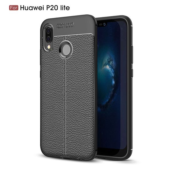 

litchi texture luxury leather pu silicone soft case for huawei p20 lite full cover shockproof bumper case