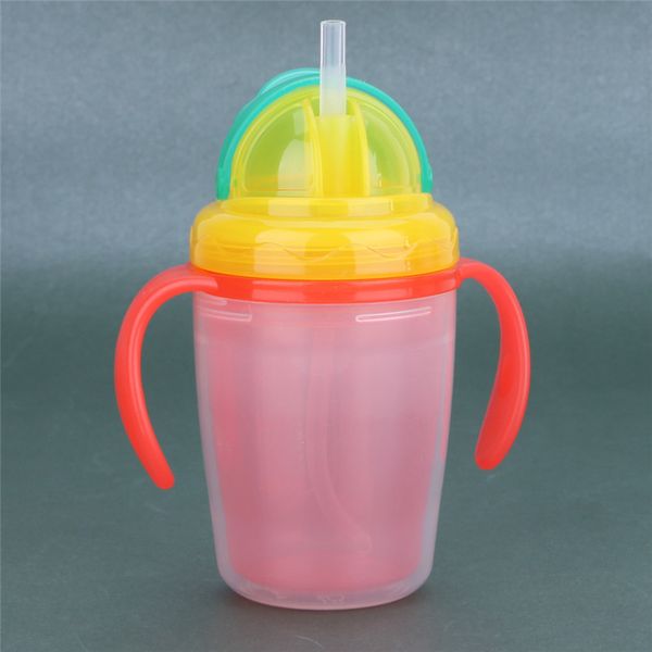 

230ml children's cup cute baby straw cup straw juice water bottle infant newborn learn feeding drinking handle bottle