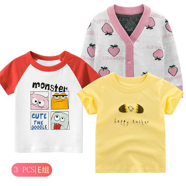 

27 kids autumn 3pcs cute childern clothes girls tshirt sweater and long sleeve shirt kids suits for three seasons girls top, White