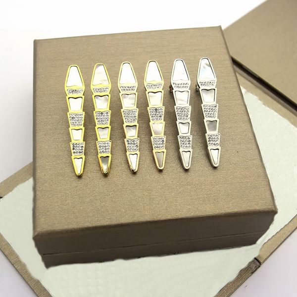 

europe america style lady women titanium steel engraved b initials white mother of pearl setting diamond snakelike stud earrings 3 color, Golden;silver