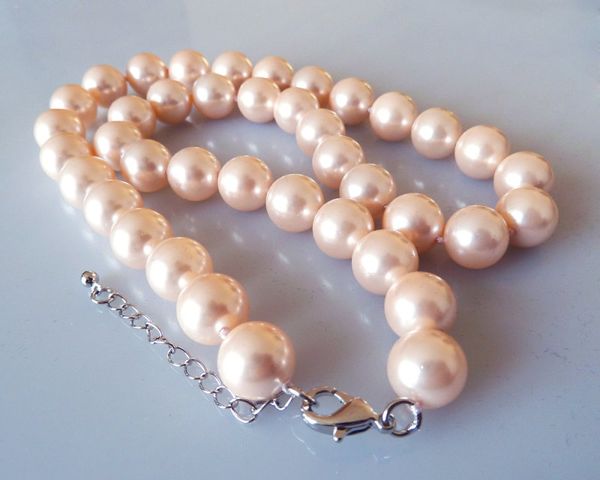 

10mm white south sea shell pearl necklace grade collier halsketten big sweater chain golden women party, Silver