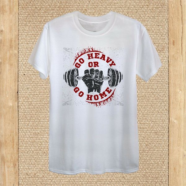 

go heavy gym muscle dumbbell pump t - shirt design quality cotton women christmas gifts tee shirt