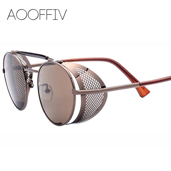 

sunglasses steampunk men women metal wrapeyeglasses round shades brand designer sun glasses mirror uv400, White;black