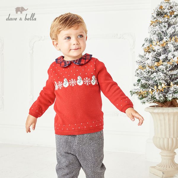 

db14901 dave bella winter baby christmas cartoon snowman knitted sweater kids fashion toddler boutique, Blue