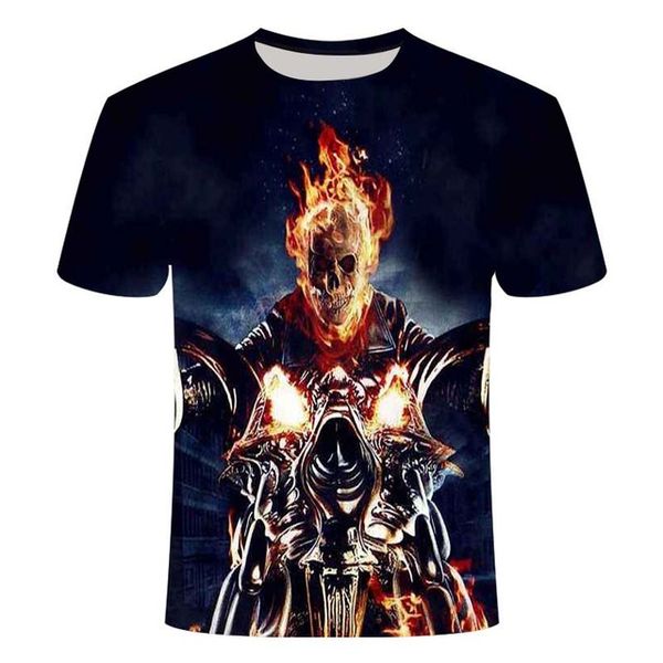 

mens skull ghost rider cool 3d skull print rock fire skull tsh 3d print shirts kawaii graphic hippie men clothing