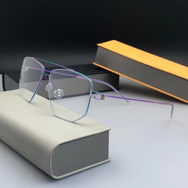 

2020 оптовая качество очки кадры женщины мужчины vintage silver titanium polygon большой синий свет очки оптическая рамка, Black