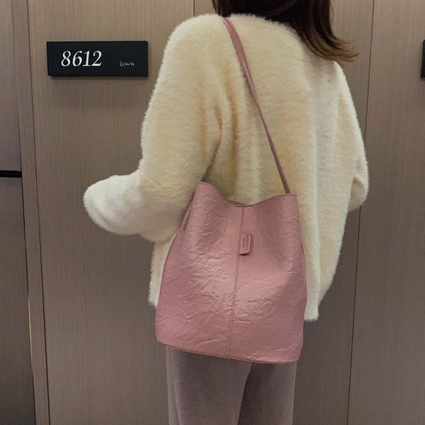 

women 2020 new solid color shoulder bag casual bucket bag fashion handbags crossbody bags for women 2020 bolsa feminina lady #40