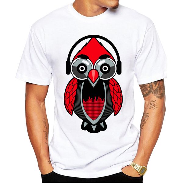 

2018 new arrivals in-tune men t shirt music owl printed t-shirt short sleeve casual basic cool red owl tee shirts