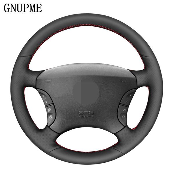 

hand-stitched black artificial leather car steering wheel cover for - s-class w220 s430 s350 s500 s600 2004-2006
