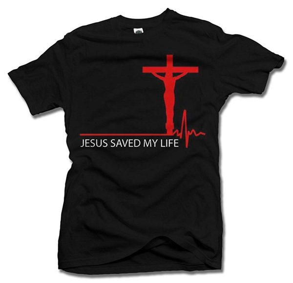 

100% cotton short sleeve jesus saved my life black men's tee t shirt