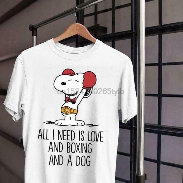

sn00py all i need is love and бокса и собака мужчины футболка хлопок s-6xl
