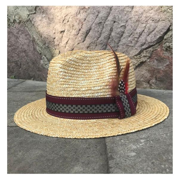 

wide brim hats 100% wheat straw women sun hat summer lady boater panama beach sunhat with fashion feather size 56-58cm, Blue;gray