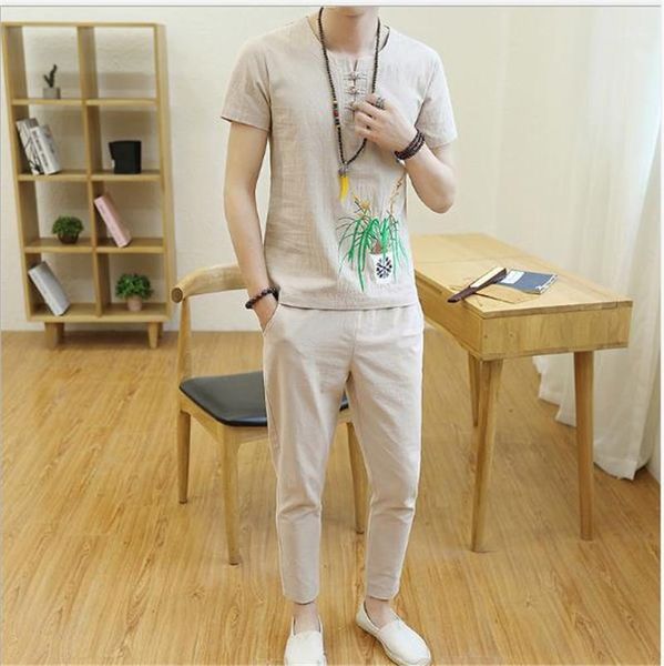 

повседневная одежда длинные брюки вышивки printed моды mens набор с помощью кнопки комплекты мужские дизайнерская спортивные костюмы летом, Gray