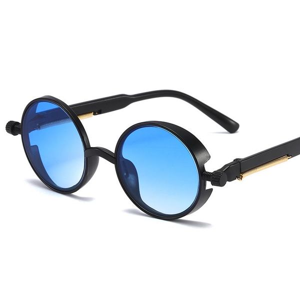 

2020 steampunk sunglasses fashion round men women metal glasses classic circle design vintage sunglasses uv400, White;black