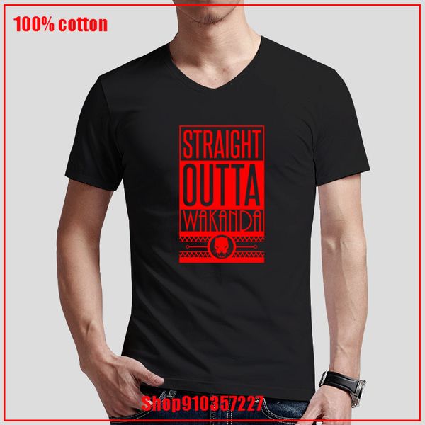 

straight outta wakanda black panther red haikyuu men t shirt v-neck anime creative tee shirt short sleeve t-shirt 100% cotton