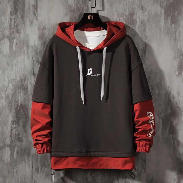 

men's hoodies spring autumn long-sleeve fashion trend hooded sweatshirts thin printed plus size m-4xl kg-856, Black