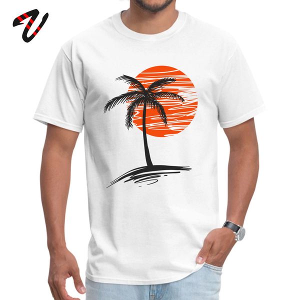 

holiday resort t-shirt for male men cotton tee shirts striped line art sunset palm tree beach scenery tshirt casual summer