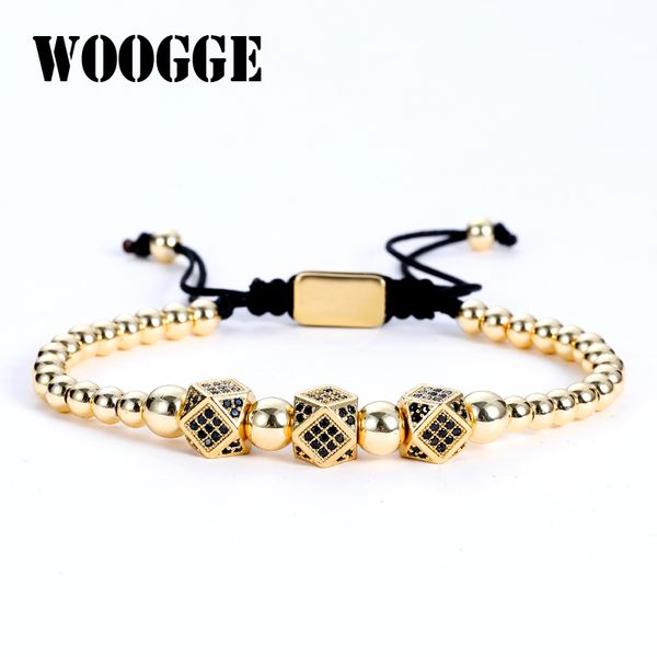 

charm bracelets gold hip hop polygon braiding bracelet men crown luxury beaded jewelry dropship, Golden;silver