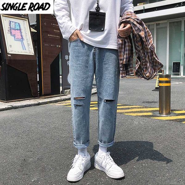 

men's jeans singleroad mens men 2021 oversized wide leg korean style denim pants harajuku streetwear fashion blue ripped for