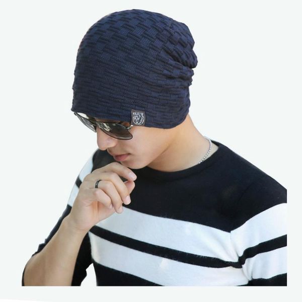 

man skullies hedging cap for male woolen bear pattern solid color warm loose and soft internal plush outdoor winter hats