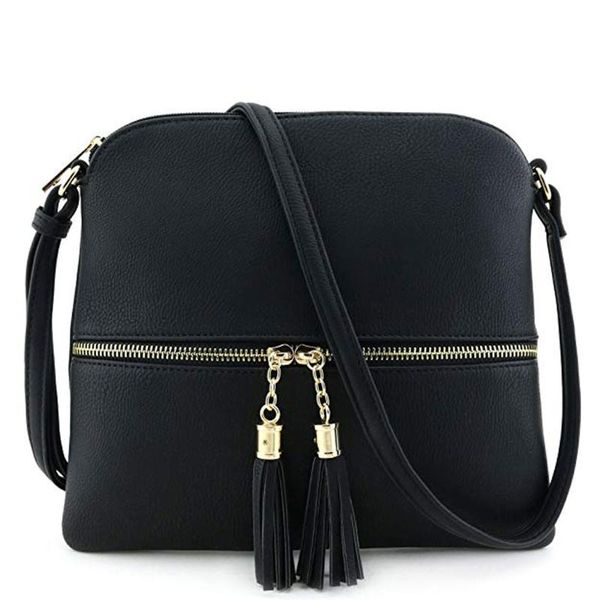 

women leather crossbody bag female solid color shoulder bags zipper handbag coin purse lady tassel messenger bag sac a main